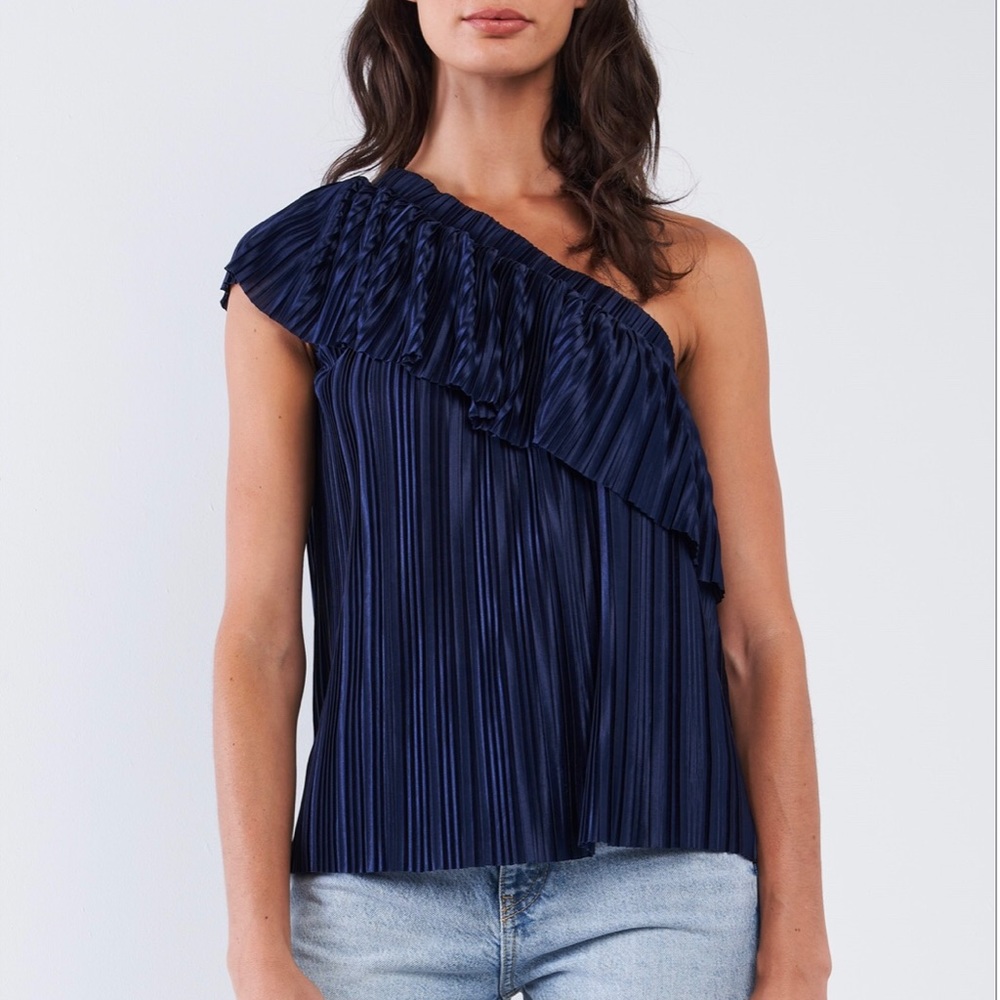 Sale! Navy Asymmetrical Top